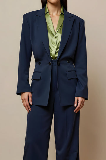 Marine Cranched Lapel 2 Piece Femmes Costumes avec Poche